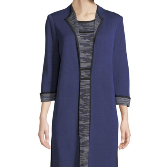 Misook Jackets & Blazers - Misook 3/4 Sleeve Space Dye Navy Sweater Jacket